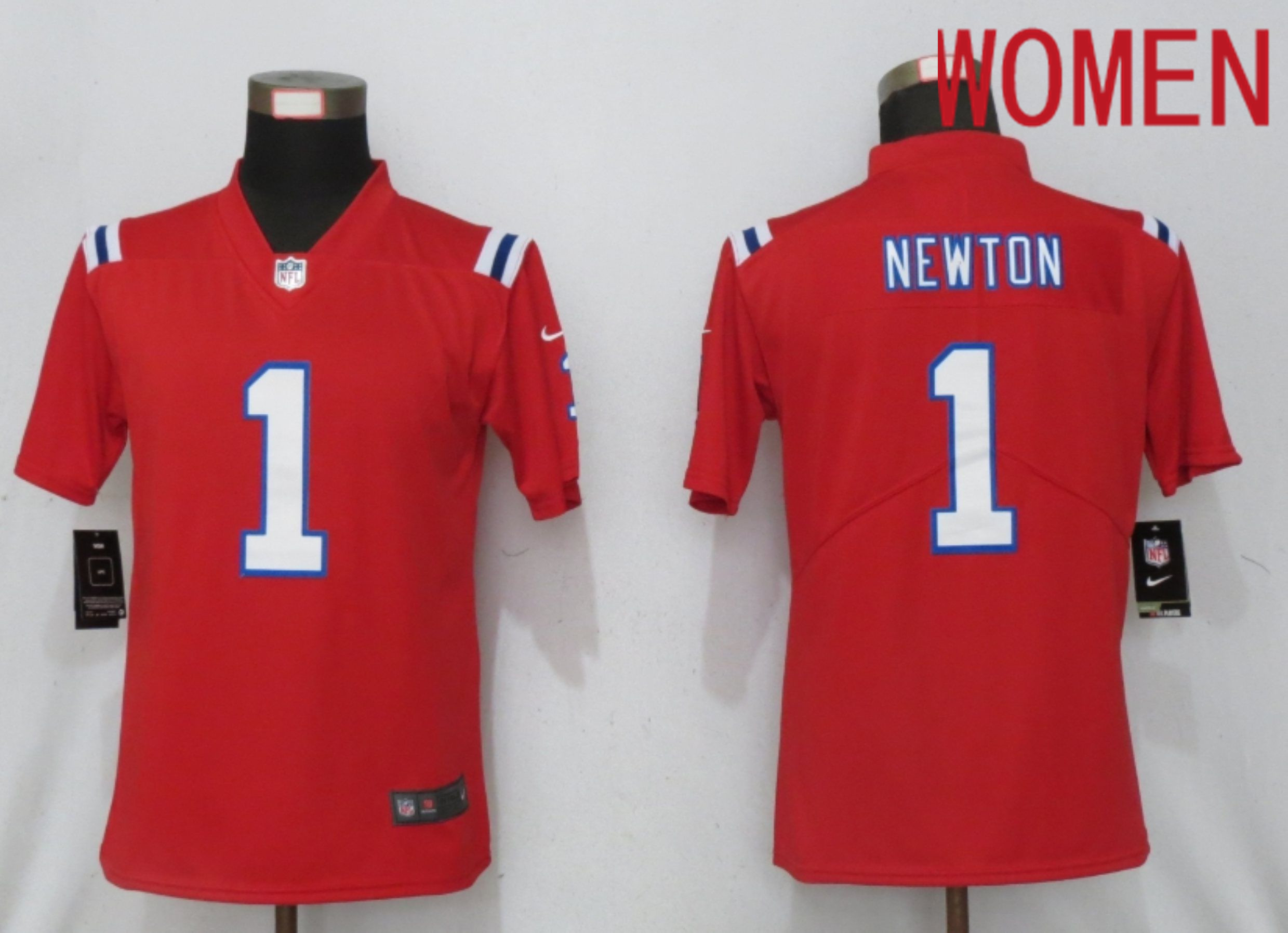 Women New England Patriots #1 Newton Red Elite Playe Nike NFL Jersey